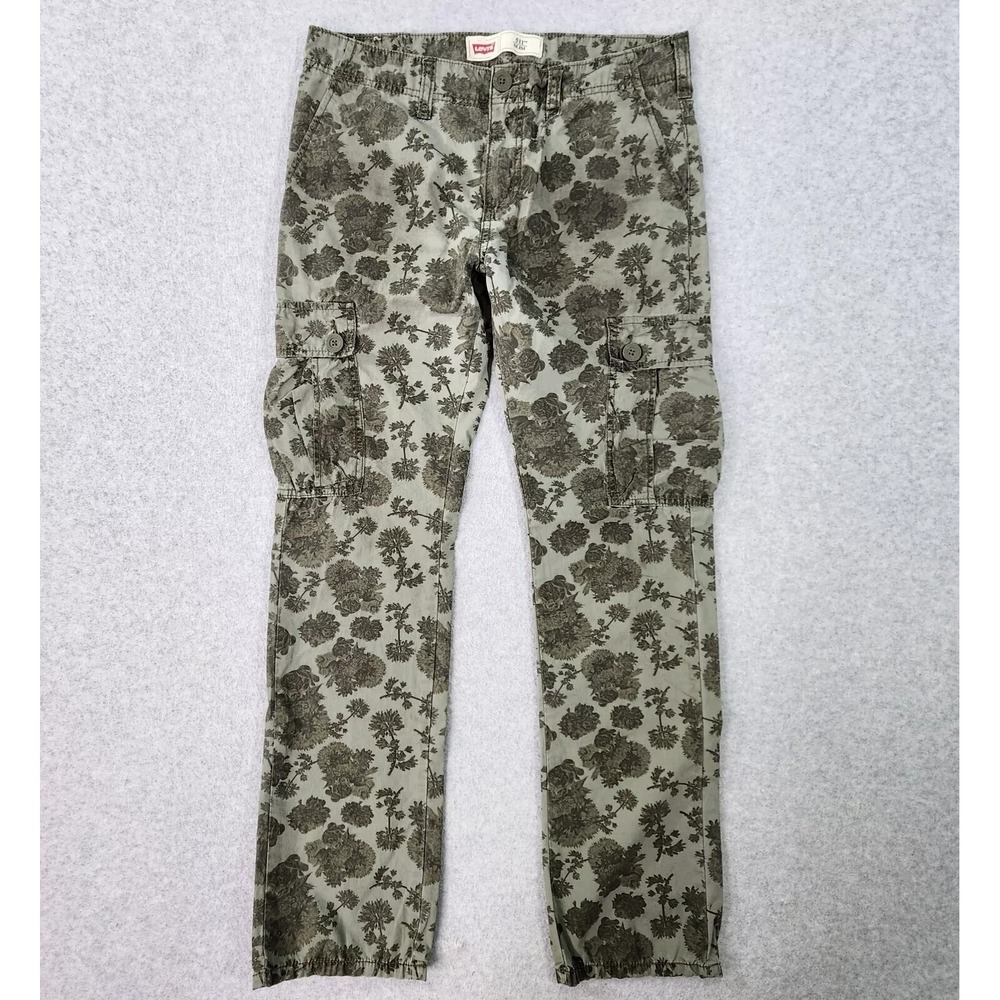Levi's 511 Cargo Pants Girls Size 16R Slim Fit Camo Floral Green